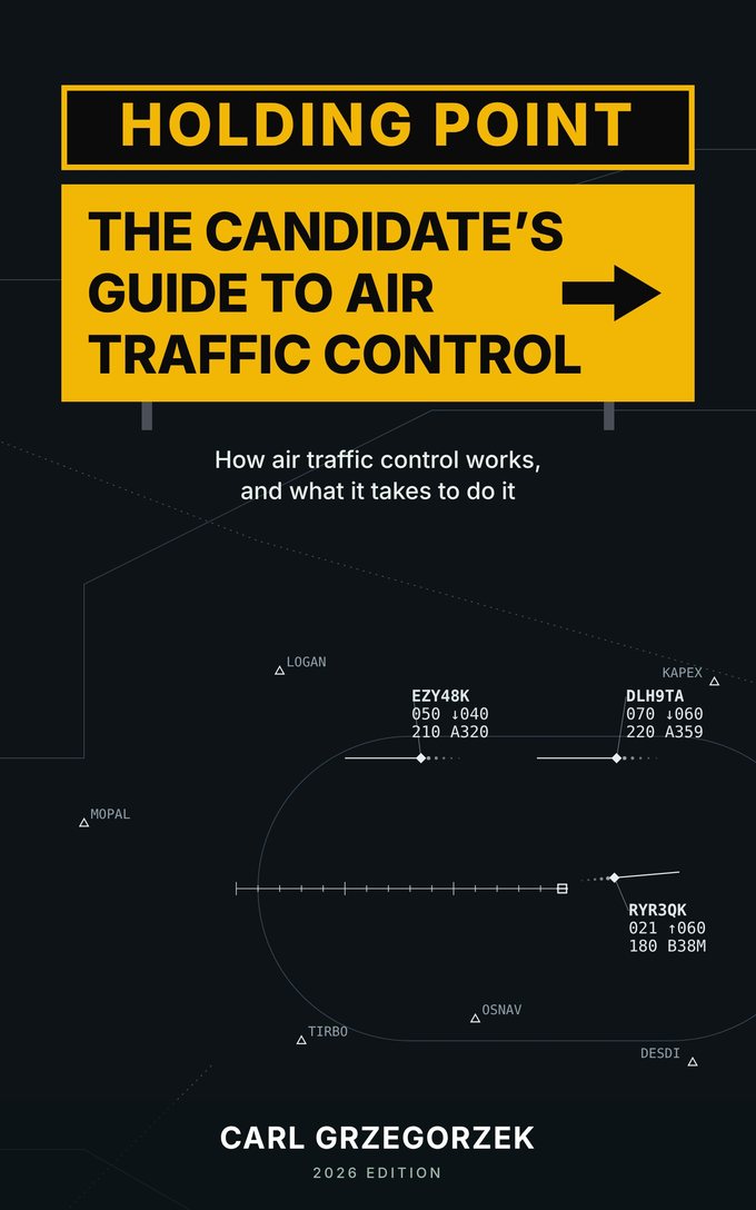 Holding Point book cover: airfield holding point signs over a radar sector display